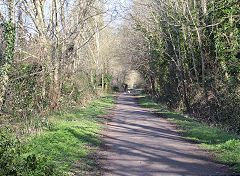 The SDJR trackbed from Midsomer Norton Station towards Radstock, March 2022