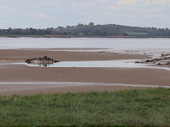 Severn Bridge Railway pier abutment in the River Severn, Sharpness, April 2018
