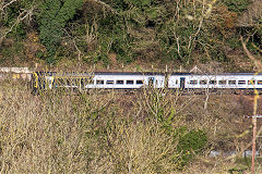 
An 'SWR' Sprinter heads for Bath from Bradford-on-Avon, December 2019