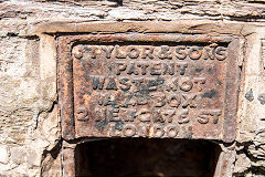 
'J Tyler & Sons, Patent, Waste Not Wall Box, 2 Newgate Street, London' at Thurlestone, May 2019