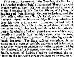 
Bixslade Colliery, a frightful accident to a young boy on 8th August 1854