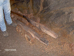 
Hopewell Colliery, frame of a dram found in the mine, July 2005