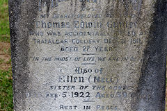 
Thomas Edwin Gunter, accidentally killed at Trafalgar Colliery on 21 Dec1911, buried in Lydbrook churchyard, August 2020
