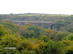 Treffrys Viaduct in a downpour, Luxulyan, October 2005