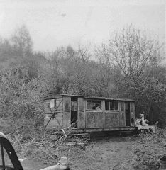 Fauld coach No 275 and OK 7741, Brockham Museum, April 1966
