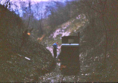 
Ruston and Hornsby 166024 of 1933 in the cutting, Brockham Museum, January 1969