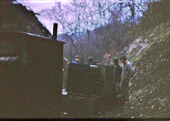 Hunslet 3097 in the cutting, Brockham Museum, June 1970