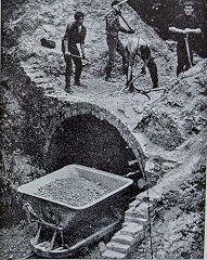 
The demolition of the old bridge, I'm on the right 'resting', 1967, © Photo courtesy of 'Brockham Museum News' and A W Deller