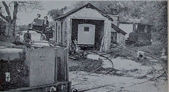 Gould's Shed with doors and the Fauld coach, 1967, © Photo courtesy of 'Brockham Museum News' and A W Deller