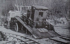 
Motor Rail No 10161 arriving at the Museum, 1975, © Photo courtesy of 'Brockham Museum News' and D H Smith