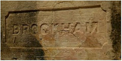 A 'Brockham' brick from Brockham brickworks, © Photo courtesy of brockhamhistory.org