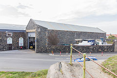 
Guernsey Railway tramcar shed at Hougue-a-la-Pierre, Guernsey Railway, September 2014
