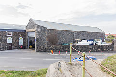 
Guernsey Railway tramcar shed at Hougue-a-la-Pierre, Guernsey Railway, September 2014