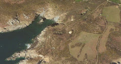 
Aerial view of the workings, Little Sark Silver Mine  © Photo courtesy of Bing