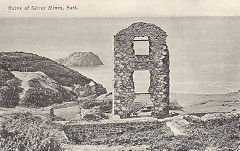 
A historical view of the engine house and pump shaft, Little Sark Silver Mine