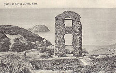 
A historical view of the engine house and pump shaft, Little Sark Silver Mine