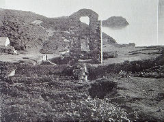 
A historical view of the engine house and pump shaft, Little Sark Silver Mine