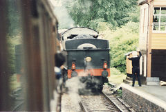 Train to Bridgnorth crossing, Severn Valley Railway, 1988