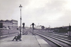 V2 approaching Darlington Station, County Durham, c1960
