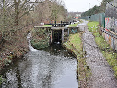 The Ashton Canal lock '8' at Clayton, Central Manchester, Februay 2024
