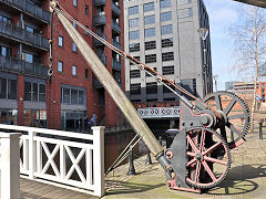 Crane at Piccadilly Village, Ashton Canal, Central Manchester, Februay 2024