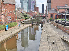 Exit lock '92' where the Rochdale Canal enters Castlefield Basin, Manchester, March 2025