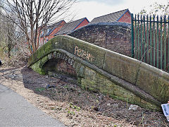 Bridge into Canal Depot on the Stockport Canal, Manchester, March 2025