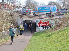 The alignment of the Stockport Canal at Hyde Road (A57), Manchester, March 2025