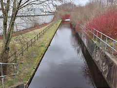 The Rochdale Canal from the basin to the M62, Rochdale, Manchester, February 2024