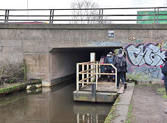 The Rochdale Canal from the basin to the M62, Rochdale, Manchester, February 2024