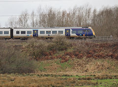'195 016' passes Castleton, Rochdale, Manchester, February 2024