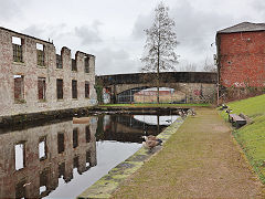 The Rochdale Canal basin in the town centre, Rochdale, Manchester, February 2024