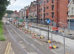 
Maintenance work on the Middlewood tram line, Sheffield, August 2023
