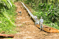 Ready-mixed concrete chute in the rainforest, Grenada, December 2014