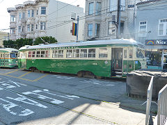 
1015 in 'Illinois Terminal' livery<br>at Castro terminus, San Fransisco, January 2013