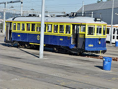 
130, an original SF Muni car<br>at Bilboa Park depot, San Fransisco, January 2013