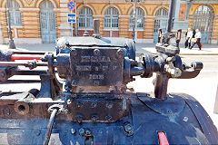 Preserved stationary engine at Almeria station forecourt, Spain, May 2016