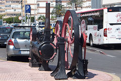 Preserved stationary engine at Almeria station forecourt, Spain, May 2016