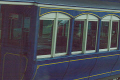 Vintage tram No 6 as seen from the coach, Barcelona, Spain, May 2016