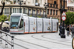 Tram No 303 at Seville, Spain, May 2016