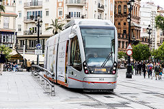 Tram No 303 at Seville, Spain, May 2016