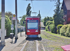 
Braunschweig tram '0761', white one side, red on the other, Germany, May 2024