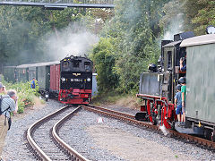 
'99 1584' and '99 1608' meet on route on the Dollnitzbahn, September 2024