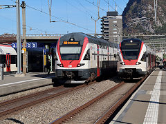 
SBB '511 110' and '523 029' at Aigle, February 2019