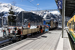 
WaB goods train at Wengen, February 2019