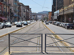 Naples tram terminus of route 4, Italy, May 2022