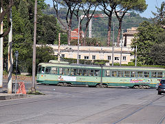 Rome tram '7039' at the terminus of route 19, May 2022