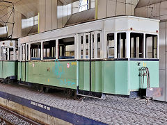
Preserved tram trailer '12' at Charleroi, Belgium, June 2024