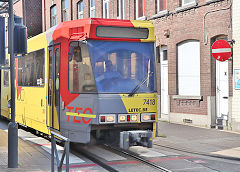 
Tram '7418' at  Charleroi, Belgium, June 2024