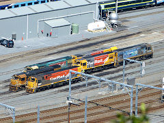 
DC 4467, DX 5097, DFT 7077, DFT 7158, DFT 7307 at Wellington loco shed, January 2013